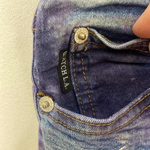 Vintage Watch LA Woman Size 28 High Waist Jeans Skinny Tie Dye 90s Stretch USA - Picture 4 of 8